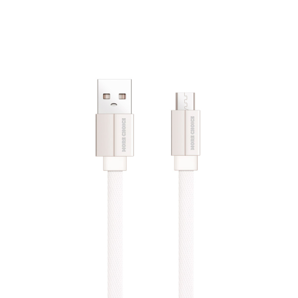 Купить Дата-кабель USB 2.1A для micro плоский USB More choice K20m нейлон 1м (White)